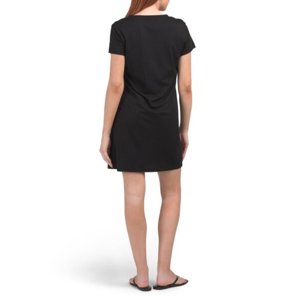 MICHAEL STARS Black Made In Usa Chelsey V-neck Mini Tee Dress - Picture 2 of 2